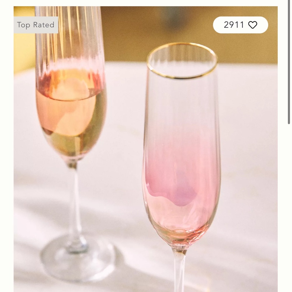 Anthropologie waterfall Flutes in pink set of 4
